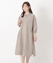 肩ドロップ7分袖ワンピース