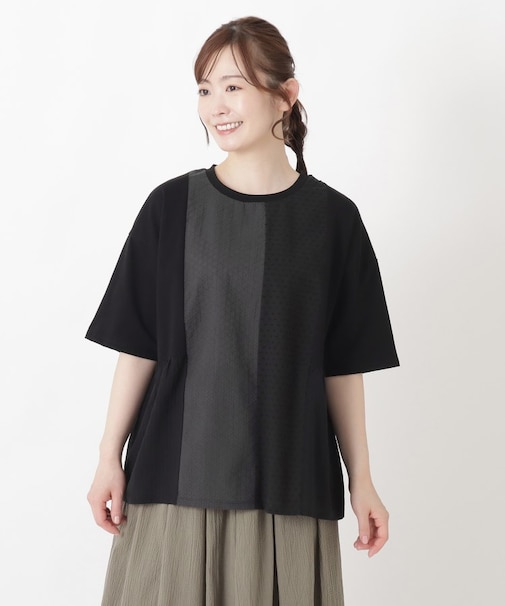 パッチワーク5分袖プルオーバー