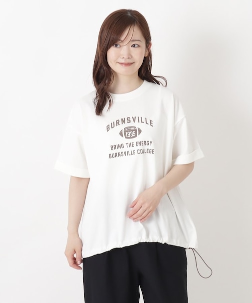 カレッジロゴ入り 5分袖ドロストプルオーバー