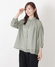 先染めワッシャーブラウス