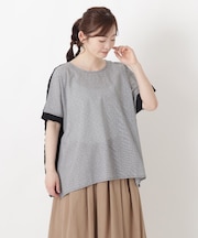 異素材 プルオーバーブラウス