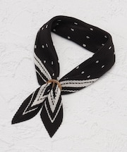 プリーツスカーフ ドット柄 リング付き