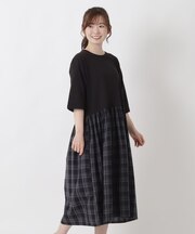 異素材 ドッキングワンピース