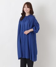 【リンネル7月号掲載】ボイルギャザー 7分袖ワイドワンピース
