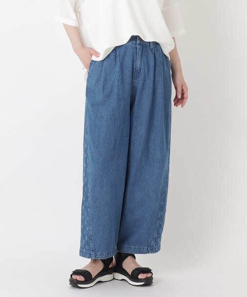 サイド切替 10分丈バルーンデニムパンツ