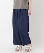 サイド切替 10分丈バルーンデニムパンツ