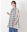 チェック柄フレンチスリーブチュニックシャツ