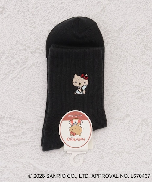 ◆【ワンズテラス限定】ハローキティ アメリブ刺繍クォーターソックス 日焼け