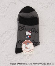 ◆【ワンズテラス限定】ハローキティ 逆スパリボン刺繍クォーターソックス