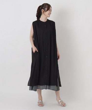 綿ボイル レイヤードワンピース