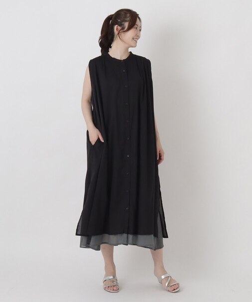 綿ボイル レイヤードワンピース