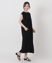 【ひんやり】接触冷感 ノースリーブ鹿の子ワンピース