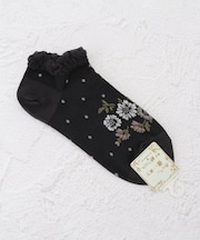 ◆あなたに優しい 逆スパ フロント花アンクルソックス