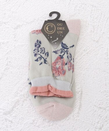 ◆大人靴下 ラメクラシック花クォーターソックス