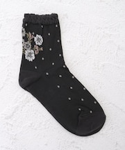 ◆あなたに優しい 逆スパ バック花クォーターソックス