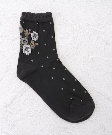 ◆あなたに優しい 逆スパ バック花クォーターソックス
