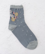 ◆あなたに優しい 逆スパ バック花クォーターソックス