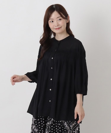 リゾート バンドカラーボイルシャツ