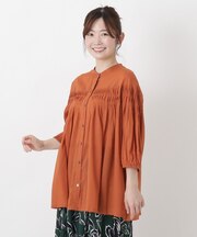 リゾート バンドカラーボイルシャツ