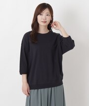 綿スラブ天竺 七分袖プルオーバー