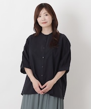 刺繍切替 7分袖ブラウス