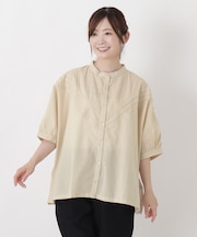 刺繍切替 7分袖ブラウス