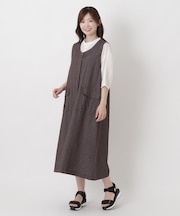 カラーツイル Vネックノースリーブワンピース