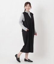 ポリツイル キーネックコクーンワンピース
