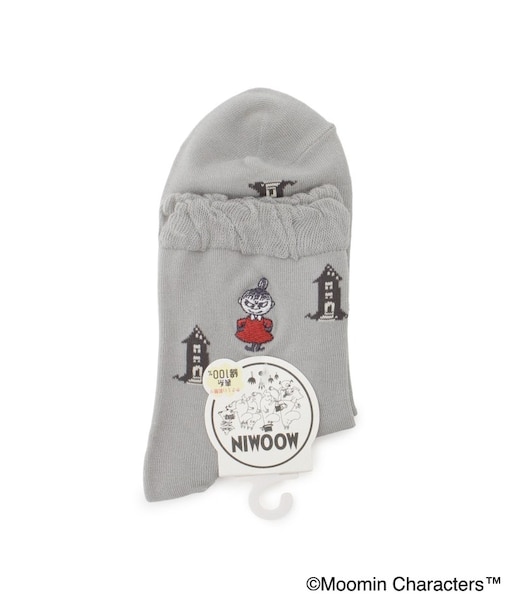 ◆MOOMIN ロークルーソックス 家とミイ 刺繍