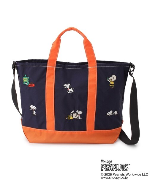 SNOOPY 刺繍舟形トート L