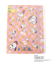 ◆SNOOPY ゴムバンド付きクリアファイル5P ファスナーポケット付き A4