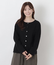 コットン バスククルーネックカーディガン