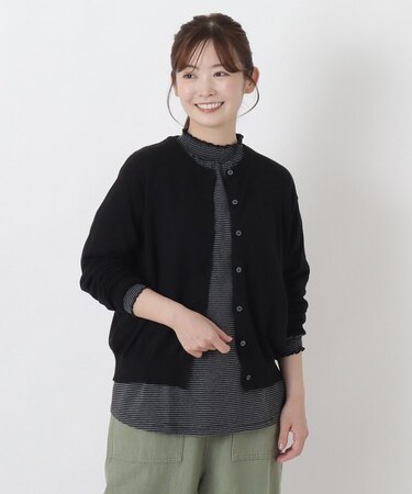 クルーネック長袖カーディガン