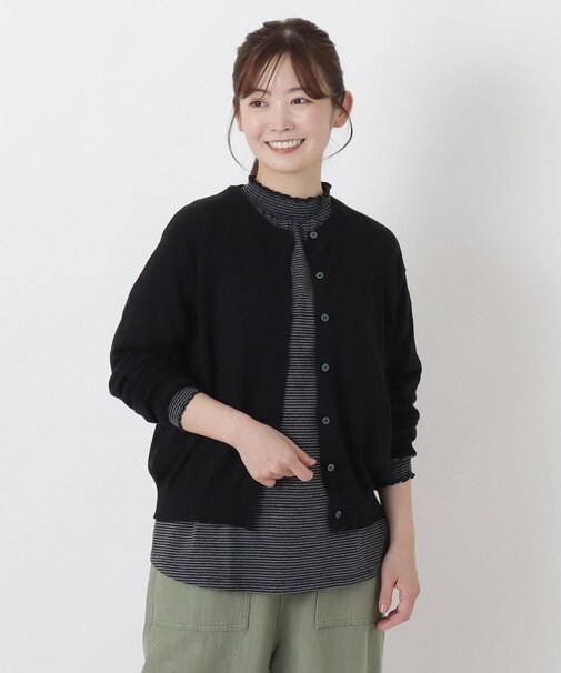 クルーネック長袖カーディガン