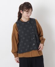 ドット ジャカードポケット付きベスト