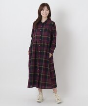 コットンドビー チェック柄 前開きワンピース