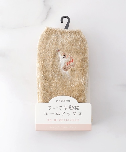 【あったか】アニマル刺繍 ルームソックス