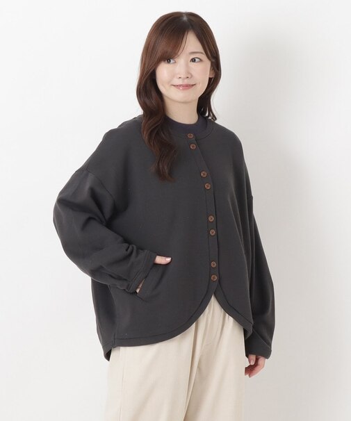 コットン裏毛コクーンシルエットカーディガン