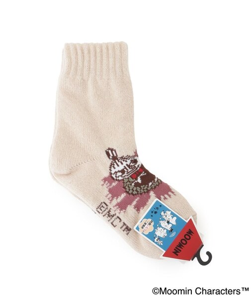 ◆【あったか】MOOMIN ホームソックス 内シルク2重 ミイ 花