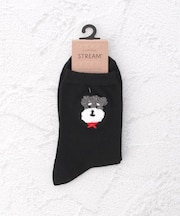 ◆シュナウザーサガラ刺繍 クォーターソックス