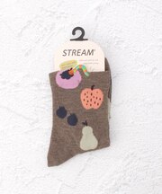 ◆もぐもぐイモムシ刺繍 クォーターソックス