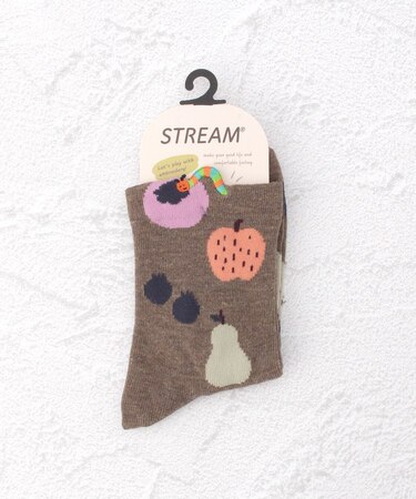 ◆もぐもぐイモムシ刺繍 クォーターソックス