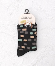 ◆お昼寝ネコ刺繍 クォーターソックス
