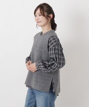フワモチニット柄ヨークプルオーバーベスト