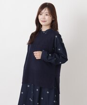 フワモチニット柄ヨークプルオーバーベスト