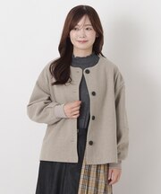 ウールライク袖リブ付きジャケット