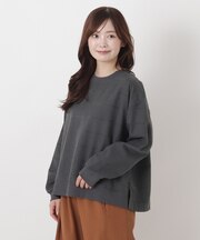 モール糸入り 布帛リブ付きブラウス