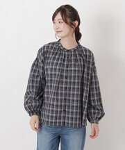 リサイクルチェックギャザーシャツ