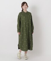 ツイル&デニム 配色刺繍ワンピース
