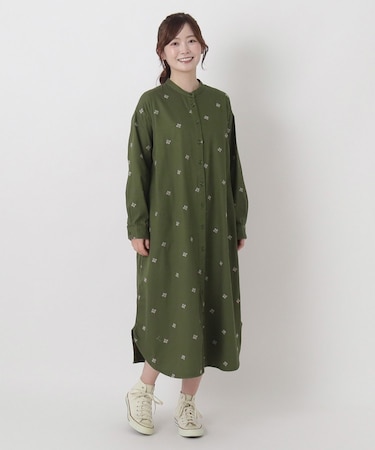 ツイル&デニム 配色刺繍ワンピース